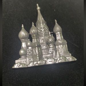 Vintage JJ Pewter Russian Castle Pin